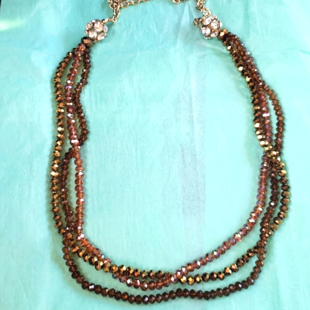 Lovely 3 Strand Bead Long Necklace